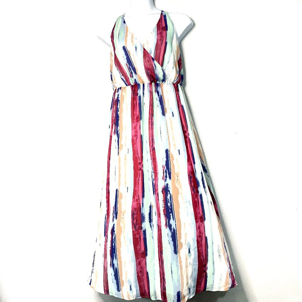 NWT INC Plus Printed Surplice Maxi Dress